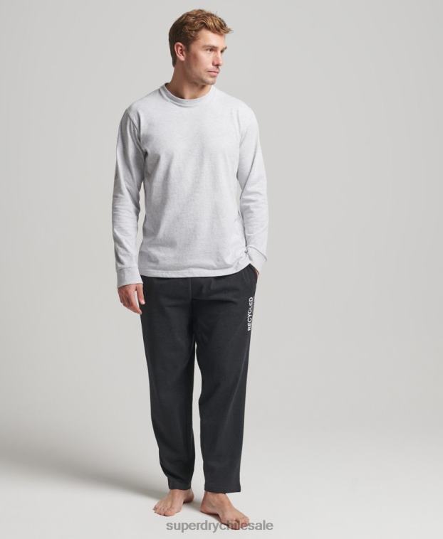 hombres Superdry negro pantalones de dormir reciclados 2R68Z1607