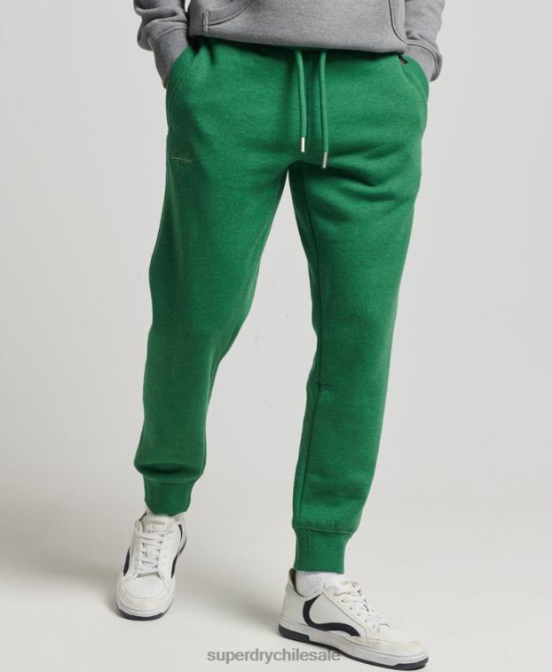 hombres Superdry verde joggers de algodón orgánico con logo vintage bordado 2R68Z6381