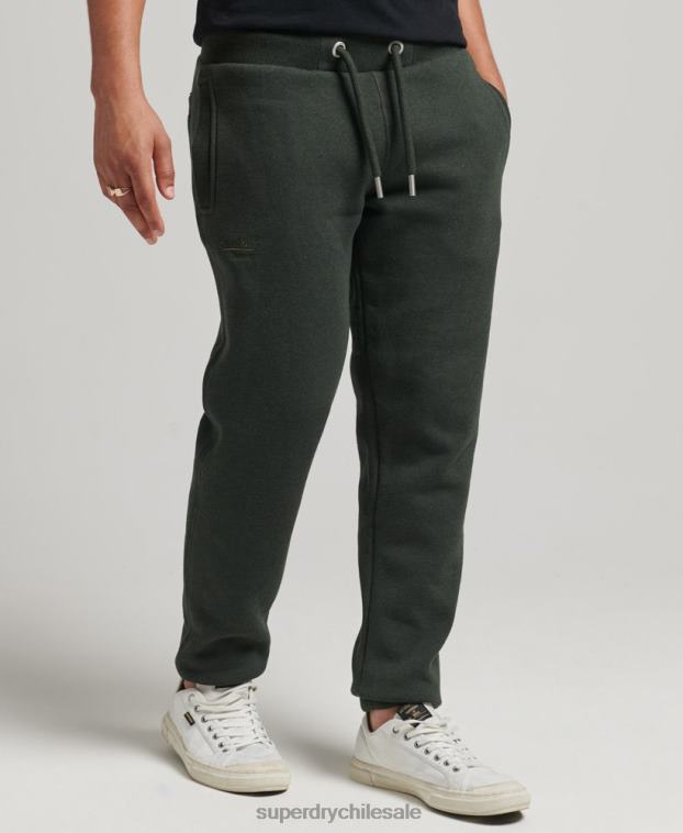hombres Superdry verde joggers de algodón orgánico con logo vintage bordado 2R68Z6437