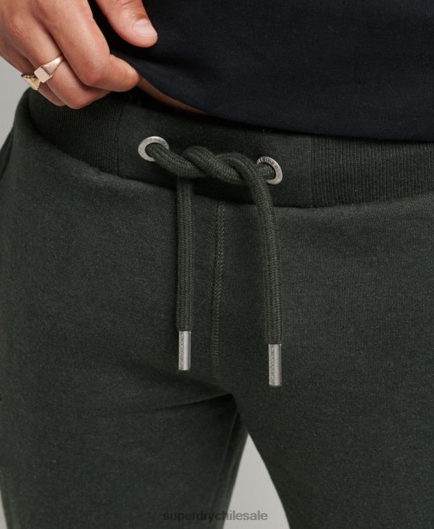 hombres Superdry verde joggers de algodón orgánico con logo vintage bordado 2R68Z6437