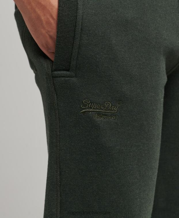 hombres Superdry verde joggers de algodón orgánico con logo vintage bordado 2R68Z6437
