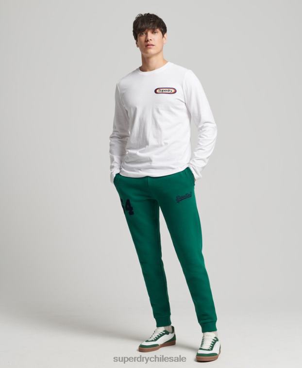 hombres Superdry verde joggers universitarios con logo vintage 2R68Z6385