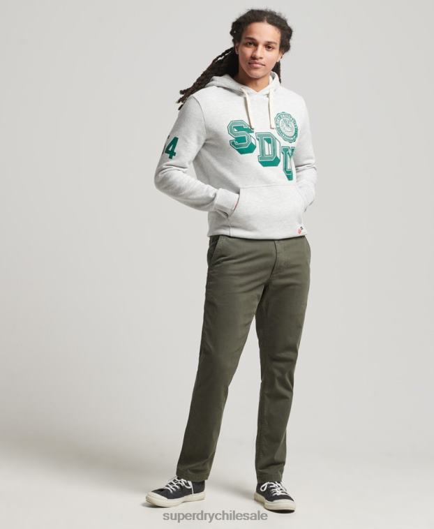 hombres Superdry verde pantalones chinos slim oficiales 2R68Z6464
