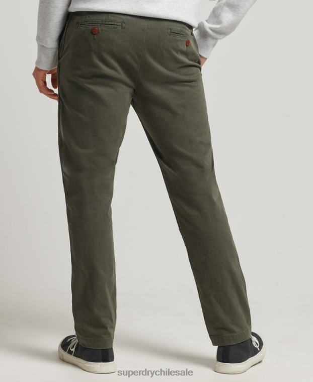 hombres Superdry verde pantalones chinos slim oficiales 2R68Z6464