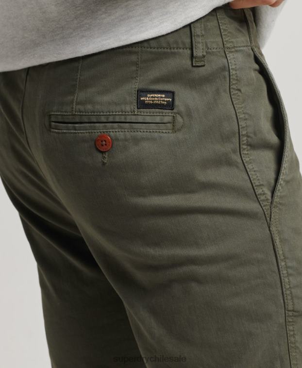 hombres Superdry verde pantalones chinos slim oficiales 2R68Z6464