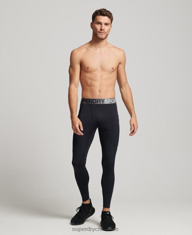 hombres Superdry negro leggins ajustados de cuerpo entero 2R68Z1420