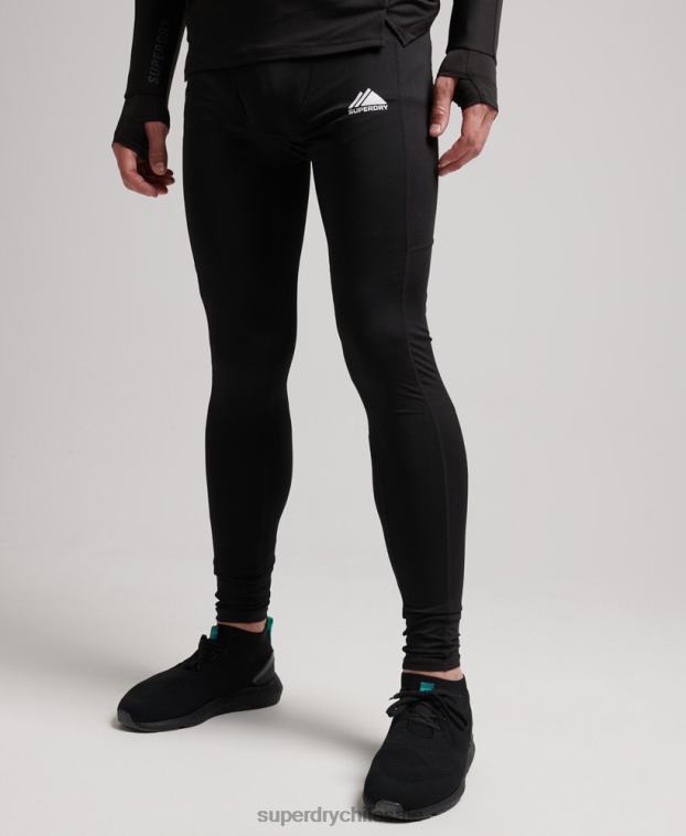 hombres Superdry negro leggins de capa base 2R68Z1374