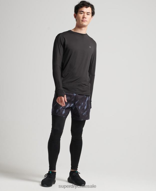 hombres Superdry negro leggins de capa base 2R68Z1374