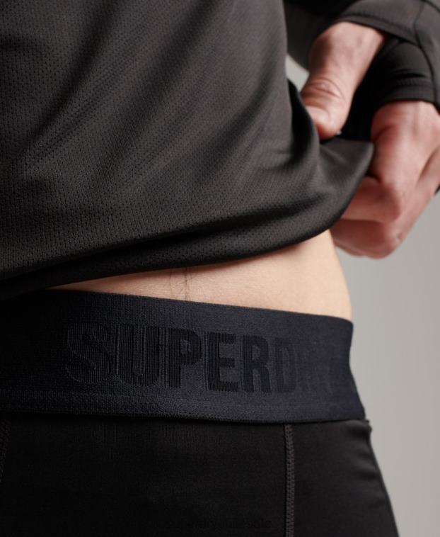 hombres Superdry negro leggins de capa base 2R68Z1374