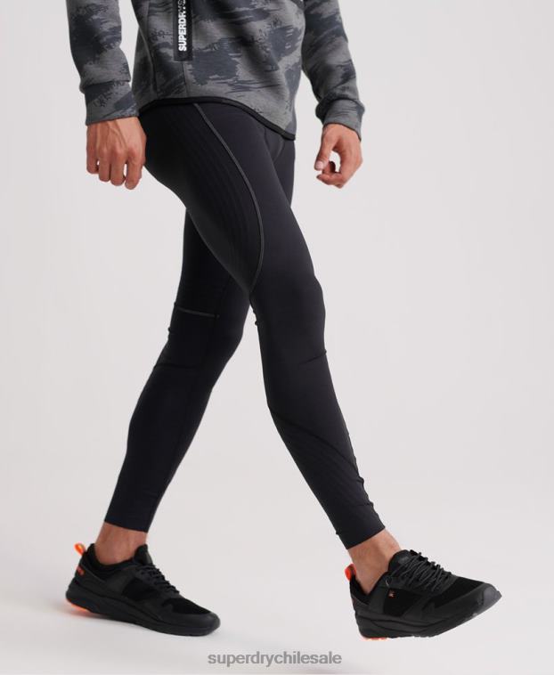 hombres Superdry negro leggins de compresión de rendimiento flocado 2R68Z1441