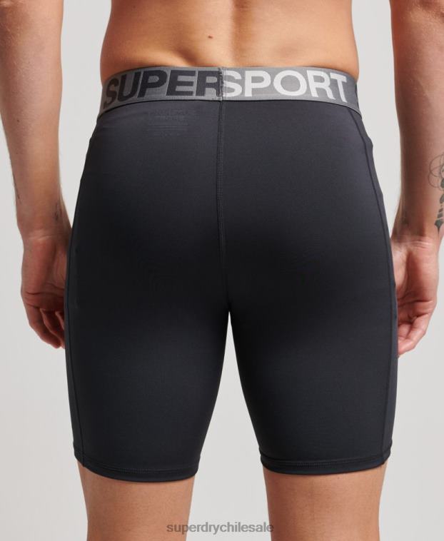 hombres Superdry negro pantalones cortos ajustados 2R68Z303