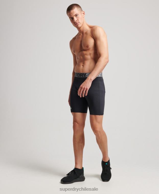 hombres Superdry negro pantalones cortos ajustados 2R68Z303