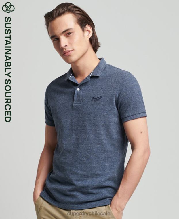hombres Superdry Armada polo de piqué clásico esencial de algodón orgánico 2R68Z6481
