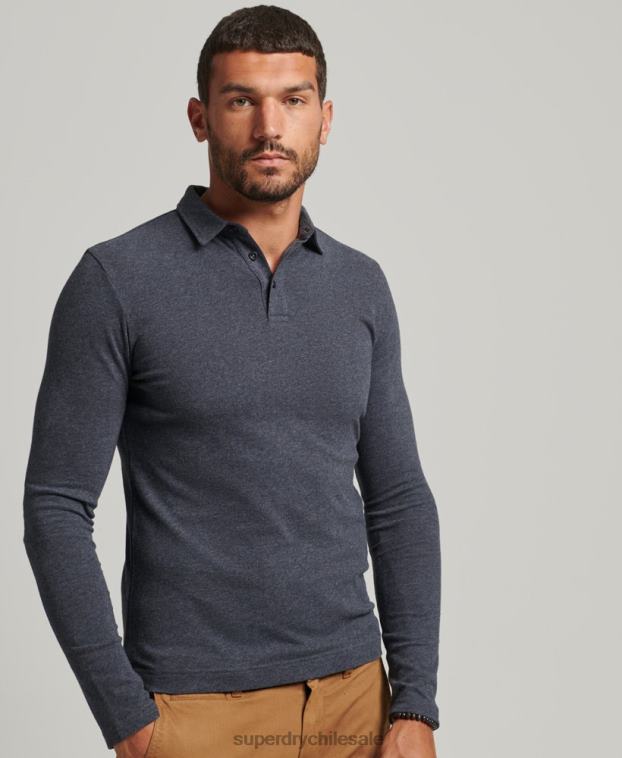 hombres Superdry Armada polo de punto de algodón de manga larga 2R68Z6448