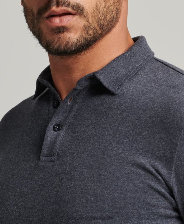 hombres Superdry Armada polo de punto de algodón de manga larga 2R68Z6448