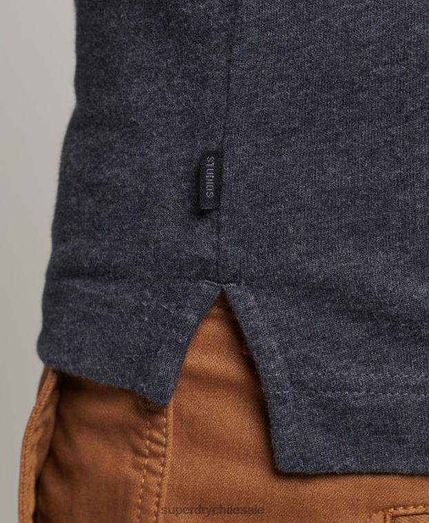 hombres Superdry Armada polo de punto de algodón de manga larga 2R68Z6448