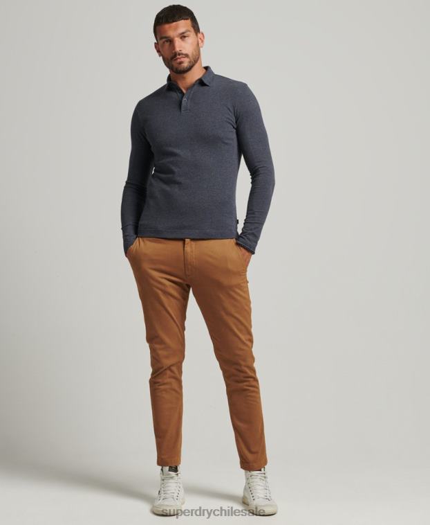 hombres Superdry Armada polo de punto de algodón de manga larga 2R68Z6448