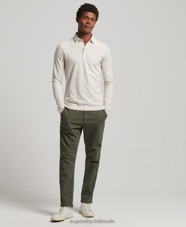 hombres Superdry beige polo de punto de algodón de manga larga 2R68Z6460