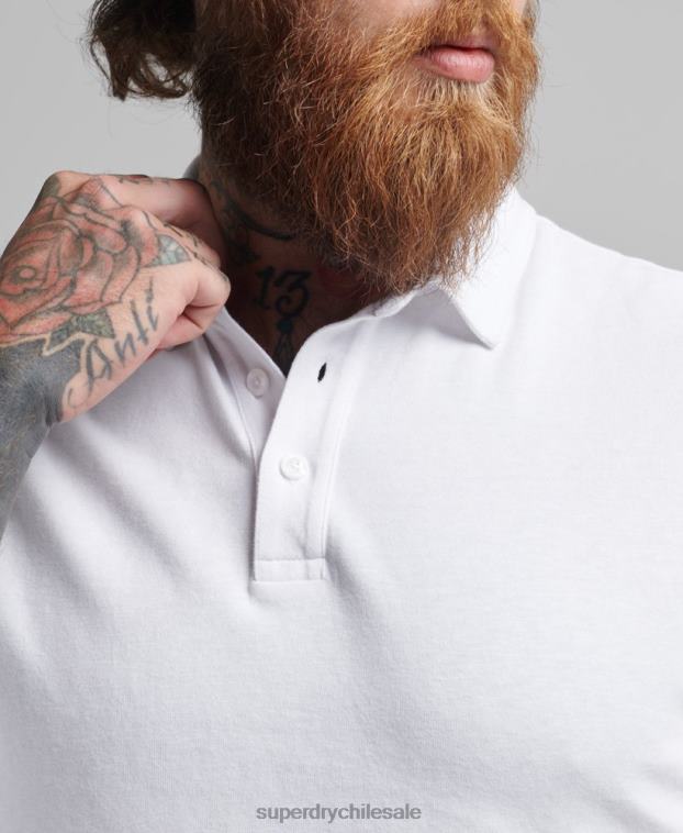 hombres Superdry blanco polo de punto de algodón de manga larga 2R68Z6360