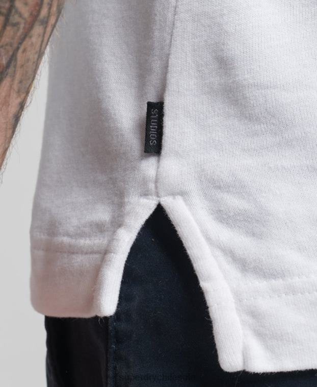 hombres Superdry blanco polo de punto de algodón de manga larga 2R68Z6360