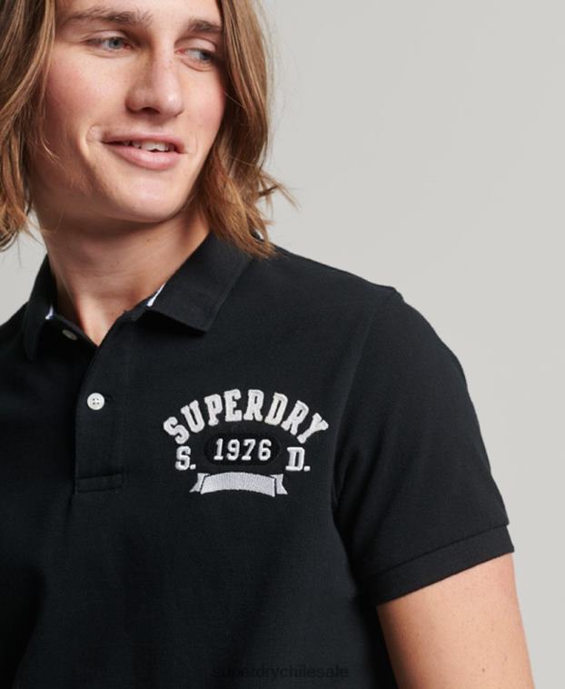 hombres Superdry negro playera tipo polo Superstate 2R68Z77