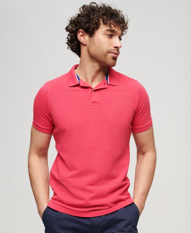 hombres Superdry rosa polo destruido 2R68Z37