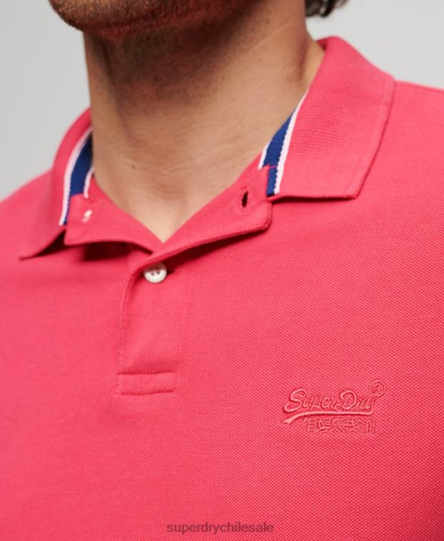 hombres Superdry rosa polo destruido 2R68Z37