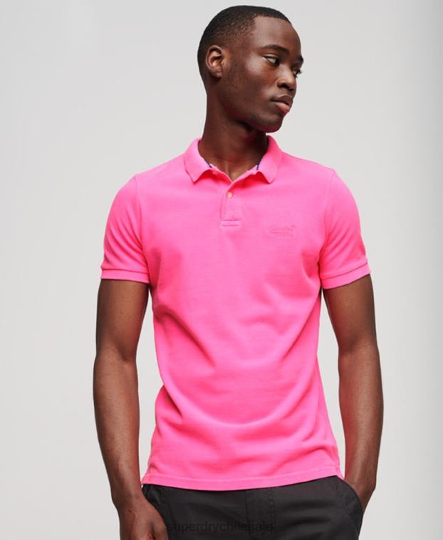 hombres Superdry rosa polo destruido 2R68Z78