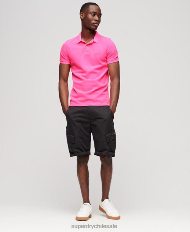 hombres Superdry rosa polo destruido 2R68Z78
