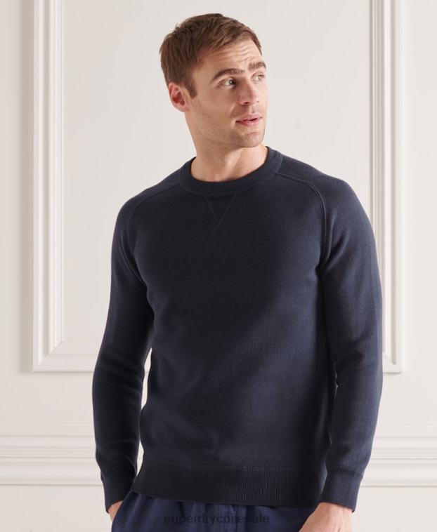 hombres Superdry Armada jersey básico de algodón con cuello redondo 2R68Z1362