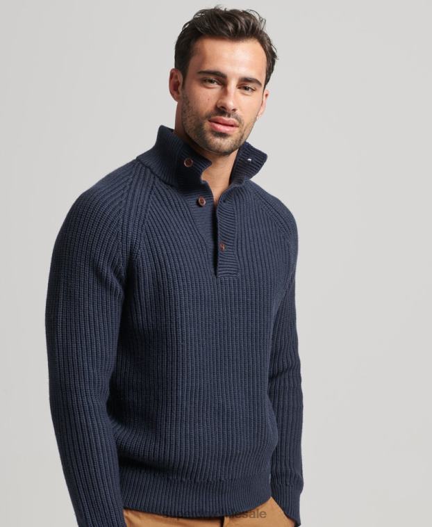 hombres Superdry Armada jersey con cuello henley 2R68Z1255