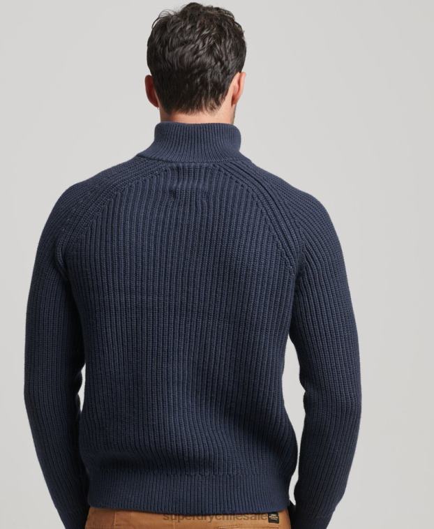 hombres Superdry Armada jersey con cuello henley 2R68Z1255