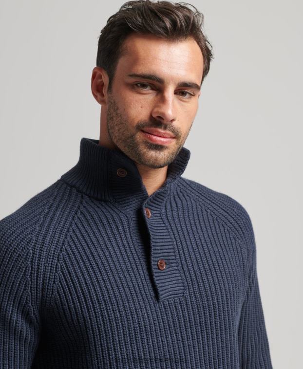 hombres Superdry Armada jersey con cuello henley 2R68Z1255