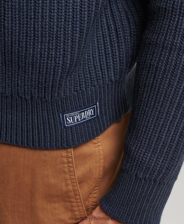 hombres Superdry Armada jersey con cuello henley 2R68Z1255
