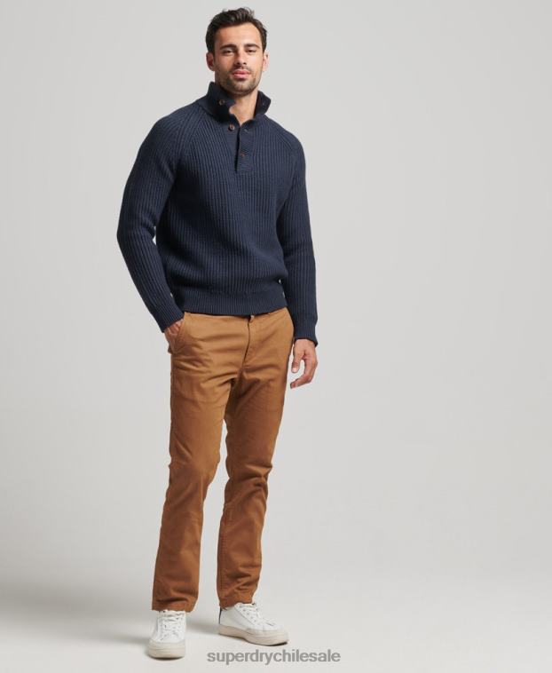 hombres Superdry Armada jersey con cuello henley 2R68Z1255