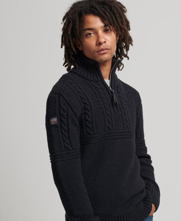 hombres Superdry Armada jersey con cuello henley de jacob 2R68Z5268
