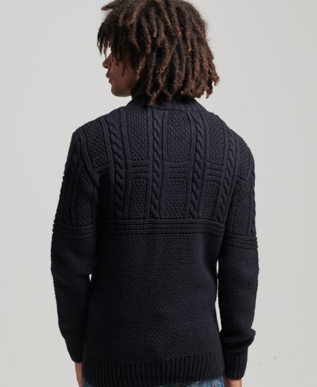 hombres Superdry Armada jersey con cuello henley de jacob 2R68Z5268