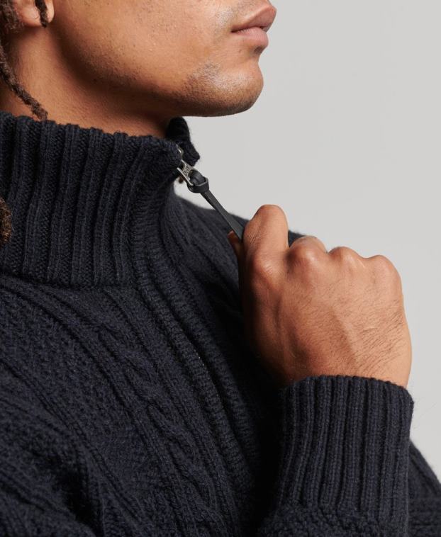 hombres Superdry Armada jersey con cuello henley de jacob 2R68Z5268