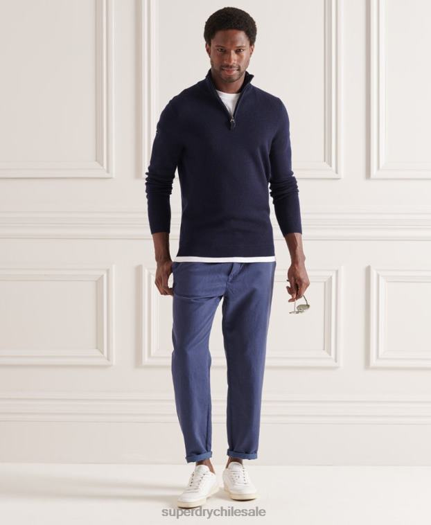 hombres Superdry Armada jersey con cuello henley de merino 2R68Z1340
