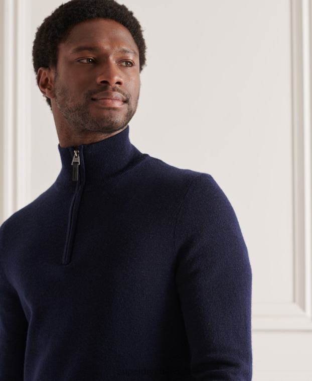 hombres Superdry Armada jersey con cuello henley de merino 2R68Z1340