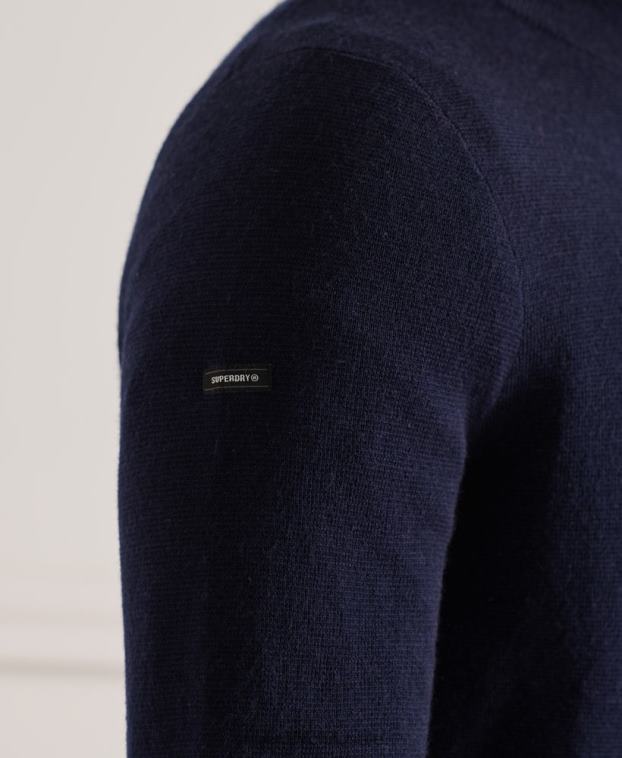 hombres Superdry Armada jersey con cuello henley de merino 2R68Z1340