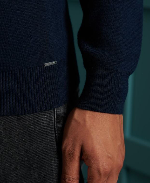 hombres Superdry Armada jersey con cuello tunecino y etiqueta naranja 2R68Z1345