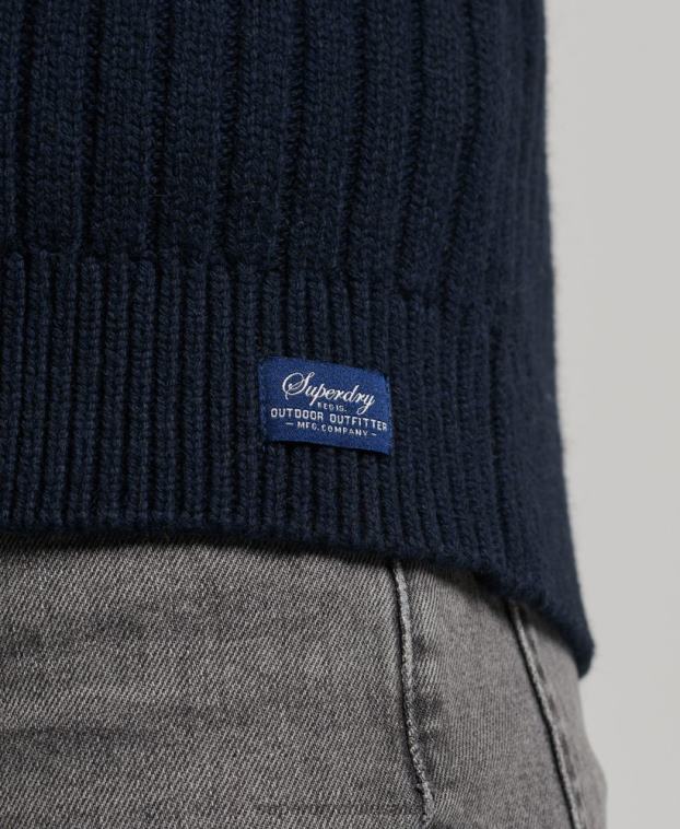 hombres Superdry Armada jersey de canalé con cuello henley 2R68Z5273