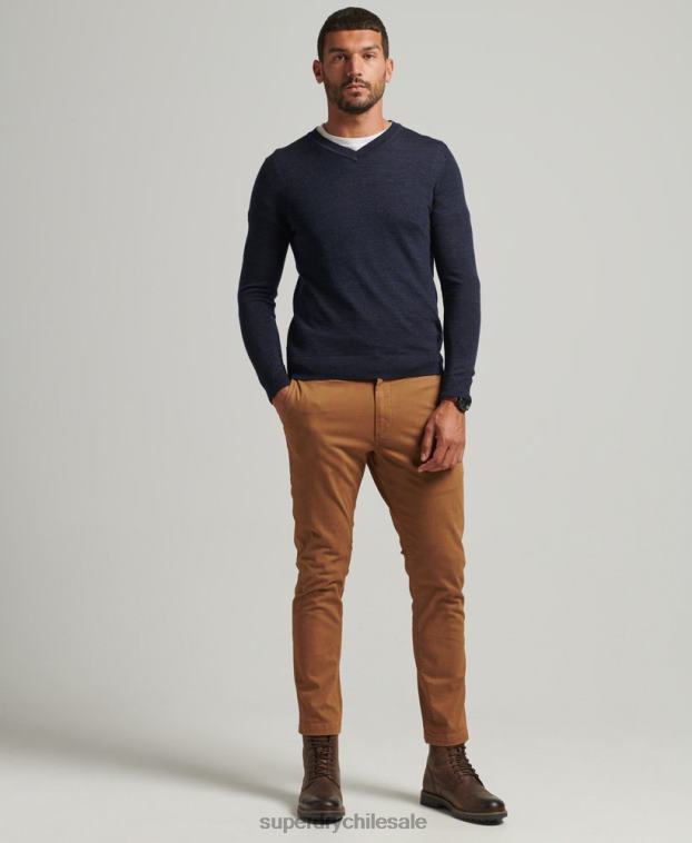 hombres Superdry Armada jersey de merino con cuello de pico 2R68Z1246