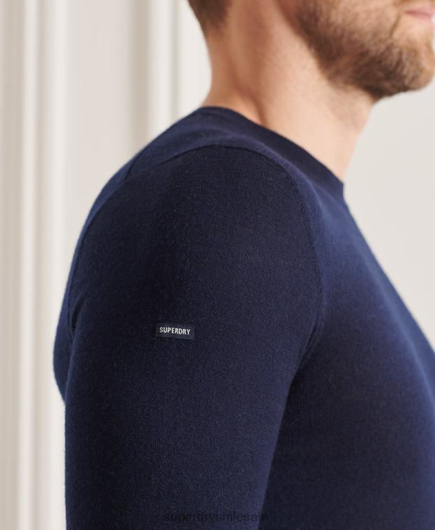 hombres Superdry Armada suéter con cuello redondo de lana merina de studios 2R68Z1308