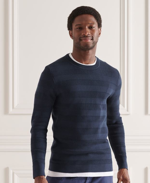 hombres Superdry Armada suéter texturizado con cuello redondo de supima 2R68Z1356