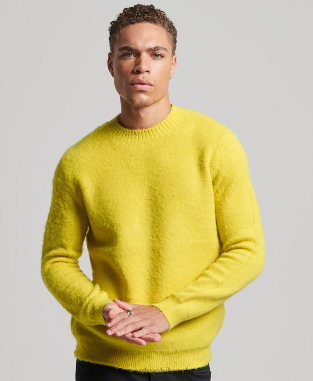 hombres Superdry amarillo suéter de punto cepillado 2R68Z5242