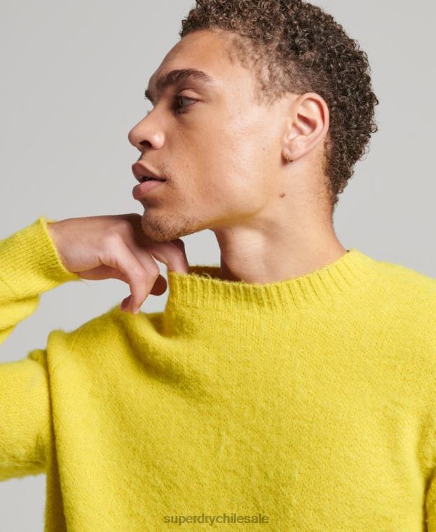 hombres Superdry amarillo suéter de punto cepillado 2R68Z5242