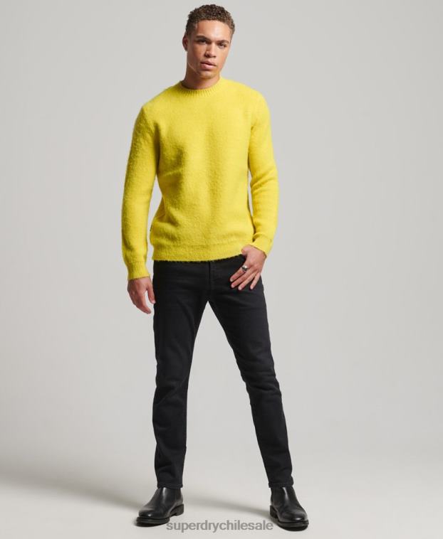 hombres Superdry amarillo suéter de punto cepillado 2R68Z5242