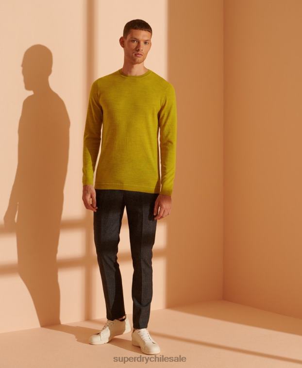 hombres Superdry amarillo suéter ligero de merino 2R68Z5303